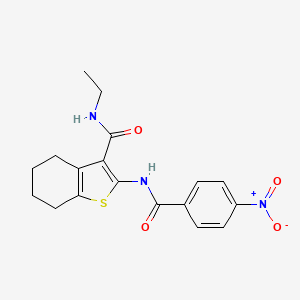 molecular formula C18H19N3O4S B3690536 N-ethyl-2-[(4-nitrobenzoyl)amino]-4,5,6,7-tetrahydro-1-benzothiophene-3-carboxamide 