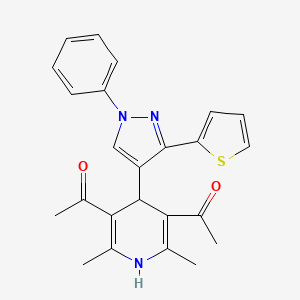 1,1'-{2,6-dimethyl-4-[1-phenyl-3-(thiophen-2-yl)-1H-pyrazol-4-yl]-1,4-dihydropyridine-3,5-diyl}diethanone