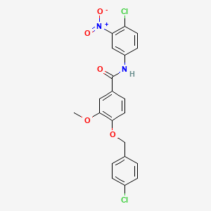 molecular formula C21H16Cl2N2O5 B3690575 4-[(4-chlorobenzyl)oxy]-N-(4-chloro-3-nitrophenyl)-3-methoxybenzamide 