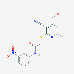 2-{[3-cyano-4-(methoxymethyl)-6-methylpyridin-2-yl]sulfanyl}-N-(3-nitrophenyl)acetamide