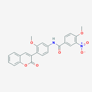 molecular formula C24H18N2O7 B3690596 4-methoxy-N-[3-methoxy-4-(2-oxo-2H-chromen-3-yl)phenyl]-3-nitrobenzamide 