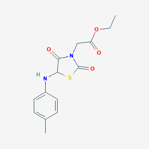 molecular formula C14H16N2O4S B369064 Ethyl 2-(2,4-dioxo-5-(p-tolylamino)thiazolidin-3-yl)acetate CAS No. 495398-49-7