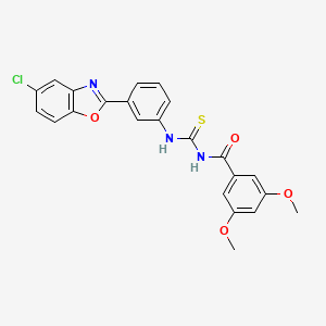 molecular formula C23H18ClN3O4S B3690728 N-{[3-(5-chloro-1,3-benzoxazol-2-yl)phenyl]carbamothioyl}-3,5-dimethoxybenzamide 