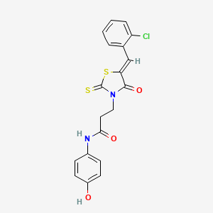 3-[5-(2-chlorobenzylidene)-4-oxo-2-thioxo-1,3-thiazolidin-3-yl]-N-(4-hydroxyphenyl)propanamide