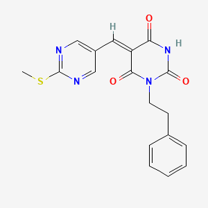 (5Z)-5-[(2-methylsulfanylpyrimidin-5-yl)methylidene]-1-(2-phenylethyl)-1,3-diazinane-2,4,6-trione