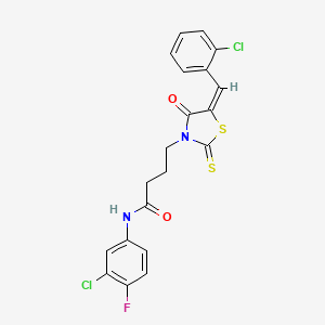 4-[5-(2-chlorobenzylidene)-4-oxo-2-thioxo-1,3-thiazolidin-3-yl]-N-(3-chloro-4-fluorophenyl)butanamide