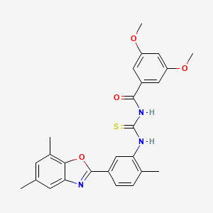 N-{[5-(5,7-dimethyl-1,3-benzoxazol-2-yl)-2-methylphenyl]carbamothioyl}-3,5-dimethoxybenzamide