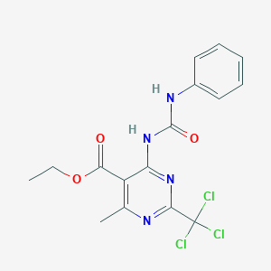 Ethyl 4-methyl-6-(phenylcarbamoylamino)-2-(trichloromethyl)pyrimidine-5-carboxylate