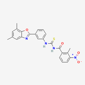 N-{[3-(5,7-dimethyl-1,3-benzoxazol-2-yl)phenyl]carbamothioyl}-2-methyl-3-nitrobenzamide