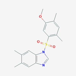 molecular formula C18H20N2O3S B369115 1-((5-methoxy-2,4-dimethylphenyl)sulfonyl)-5,6-dimethyl-1H-benzo[d]imidazole CAS No. 433698-82-9