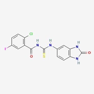 2-chloro-5-iodo-N-{[(2-oxo-2,3-dihydro-1H-benzimidazol-5-yl)amino]carbonothioyl}benzamide