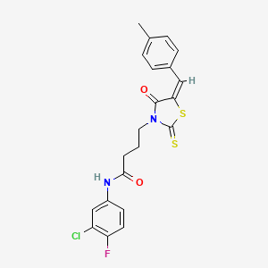 N-(3-chloro-4-fluorophenyl)-4-[5-(4-methylbenzylidene)-4-oxo-2-thioxo-1,3-thiazolidin-3-yl]butanamide