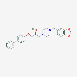 molecular formula C27H30N2O4 B369142 1-[4-(1,3-Benzodioxol-5-ylmethyl)piperazin-1-yl]-3-(biphenyl-4-yloxy)propan-2-ol CAS No. 524723-89-5