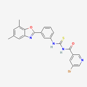 3-(5-Bromopyridine-3-carbonyl)-1-[3-(5,7-dimethyl-1,3-benzoxazol-2-YL)phenyl]thiourea