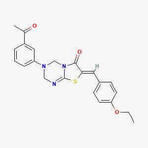 (7Z)-3-(3-ACETYLPHENYL)-7-[(4-ETHOXYPHENYL)METHYLIDENE]-2H,3H,4H,6H,7H-[1,3]THIAZOLO[3,2-A][1,3,5]TRIAZIN-6-ONE