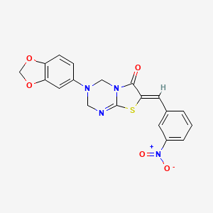 (7Z)-3-(2H-1,3-BENZODIOXOL-5-YL)-7-[(3-NITROPHENYL)METHYLIDENE]-2H,3H,4H,6H,7H-[1,3]THIAZOLO[3,2-A][1,3,5]TRIAZIN-6-ONE