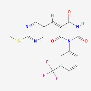 (5Z)-5-[(2-methylsulfanylpyrimidin-5-yl)methylidene]-1-[3-(trifluoromethyl)phenyl]-1,3-diazinane-2,4,6-trione