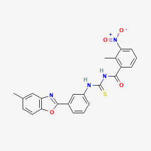 2-methyl-N-{[3-(5-methyl-1,3-benzoxazol-2-yl)phenyl]carbamothioyl}-3-nitrobenzamide