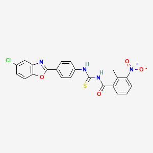 N-{[4-(5-chloro-1,3-benzoxazol-2-yl)phenyl]carbamothioyl}-2-methyl-3-nitrobenzamide