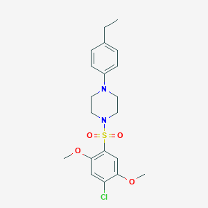 molecular formula C20H25ClN2O4S B369197 1-[(4-Chloro-2,5-dimethoxyphenyl)sulfonyl]-4-(4-ethylphenyl)piperazine CAS No. 696627-80-2