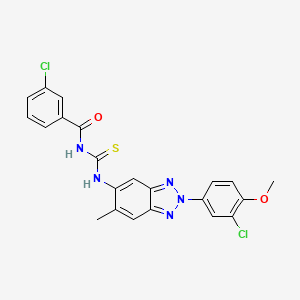 3-chloro-N-{[2-(3-chloro-4-methoxyphenyl)-6-methyl-2H-benzotriazol-5-yl]carbamothioyl}benzamide