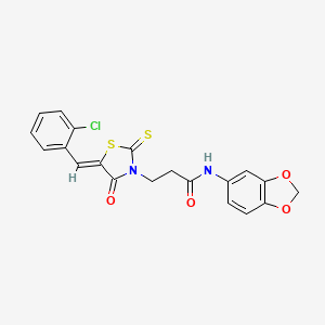 N-1,3-benzodioxol-5-yl-3-[5-(2-chlorobenzylidene)-4-oxo-2-thioxo-1,3-thiazolidin-3-yl]propanamide