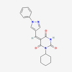 (5E)-1-cyclohexyl-5-[(1-phenylpyrazol-4-yl)methylidene]-1,3-diazinane-2,4,6-trione