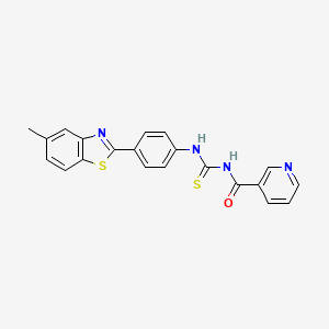 molecular formula C21H16N4OS2 B3692235 N-[[4-(5-methyl-1,3-benzothiazol-2-yl)phenyl]carbamothioyl]pyridine-3-carboxamide 