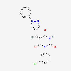 (5E)-1-(3-chlorophenyl)-5-[(1-phenylpyrazol-4-yl)methylidene]-1,3-diazinane-2,4,6-trione