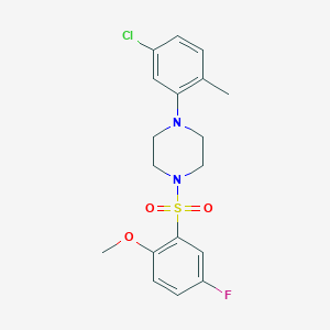 molecular formula C18H20ClFN2O3S B369232 1-(5-Chloro-2-methylphenyl)-4-(5-fluoro-2-methoxyphenyl)sulfonylpiperazine CAS No. 696633-76-8