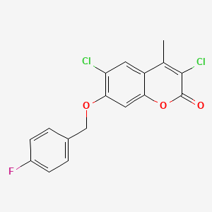 3,6-Dichloro-7-[(4-fluorophenyl)methoxy]-4-methylchromen-2-one