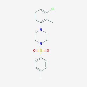 molecular formula C18H21ClN2O2S B369242 1-(3-Chloro-2-methylphenyl)-4-(4-methylbenzenesulfonyl)piperazine CAS No. 886145-44-4