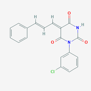 (5Z)-1-(3-chlorophenyl)-5-[(E)-3-phenylprop-2-enylidene]-1,3-diazinane-2,4,6-trione