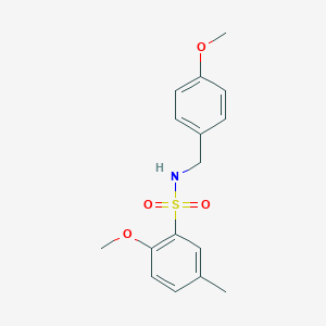 molecular formula C16H19NO4S B369246 2-methoxy-N-[(4-methoxyphenyl)methyl]-5-methylbenzenesulfonamide CAS No. 718602-82-5