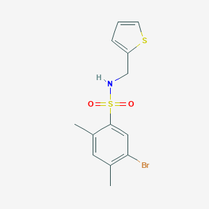 molecular formula C13H14BrNO2S2 B369251 [(5-Bromo-2,4-dimethylphenyl)sulfonyl](2-thienylmethyl)amine CAS No. 873675-22-0