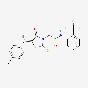 2-[(5Z)-5-[(4-methylphenyl)methylidene]-4-oxo-2-sulfanylidene-1,3-thiazolidin-3-yl]-N-[2-(trifluoromethyl)phenyl]acetamide