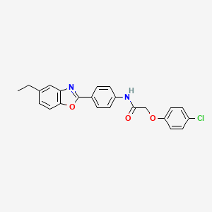 2-(4-chlorophenoxy)-N-[4-(5-ethyl-1,3-benzoxazol-2-yl)phenyl]acetamide