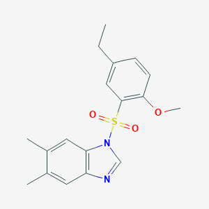 molecular formula C18H20N2O3S B369265 1-((5-ethyl-2-methoxyphenyl)sulfonyl)-5,6-dimethyl-1H-benzo[d]imidazole CAS No. 873672-00-5