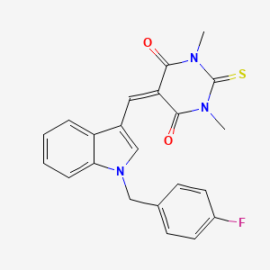 5-({1-[(4-FLUOROPHENYL)METHYL]-1H-INDOL-3-YL}METHYLIDENE)-1,3-DIMETHYL-2-SULFANYLIDENE-1,3-DIAZINANE-4,6-DIONE