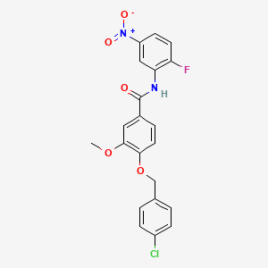 4-[(4-chlorophenyl)methoxy]-N-(2-fluoro-5-nitrophenyl)-3-methoxybenzamide