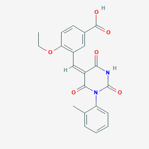 4-ethoxy-3-[(E)-[1-(2-methylphenyl)-2,4,6-trioxo-1,3-diazinan-5-ylidene]methyl]benzoic acid