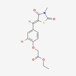 ethyl {2-bromo-4-[(Z)-(3-methyl-2,4-dioxo-1,3-thiazolidin-5-ylidene)methyl]phenoxy}acetate