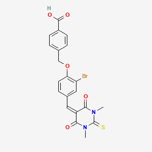 4-({2-bromo-4-[(1,3-dimethyl-4,6-dioxo-2-thioxotetrahydro-5(2H)-pyrimidinylidene)methyl]phenoxy}methyl)benzoic acid