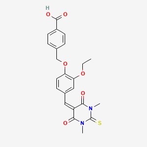 4-[(4-{[1,3-DIMETHYL-4,6-DIOXO-2-THIOXOTETRAHYDRO-5(2H)-PYRIMIDINYLIDEN]METHYL}-2-ETHOXYPHENOXY)METHYL]BENZOIC ACID