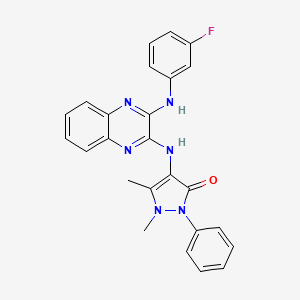 4-[[3-(3-Fluoroanilino)quinoxalin-2-yl]amino]-1,5-dimethyl-2-phenylpyrazol-3-one