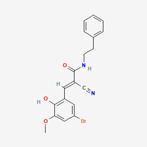 (E)-3-(5-bromo-2-hydroxy-3-methoxyphenyl)-2-cyano-N-(2-phenylethyl)prop-2-enamide