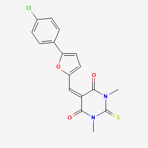 5-{[5-(4-CHLOROPHENYL)FURAN-2-YL]METHYLIDENE}-1,3-DIMETHYL-2-SULFANYLIDENE-1,3-DIAZINANE-4,6-DIONE