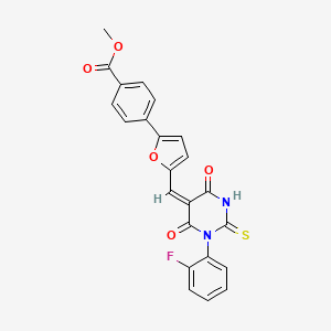 methyl 4-(5-{(E)-[1-(2-fluorophenyl)-4,6-dioxo-2-thioxotetrahydropyrimidin-5(2H)-ylidene]methyl}furan-2-yl)benzoate