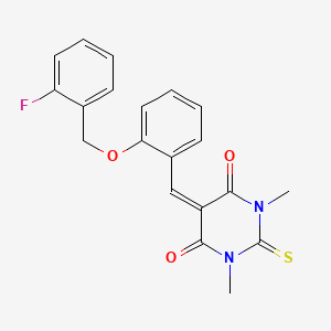 5-({2-[(2-FLUOROPHENYL)METHOXY]PHENYL}METHYLIDENE)-1,3-DIMETHYL-2-SULFANYLIDENE-1,3-DIAZINANE-4,6-DIONE