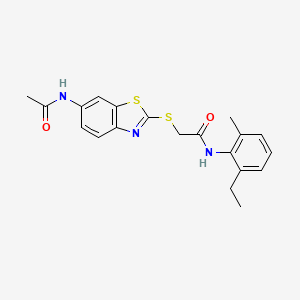 2-{[6-(acetylamino)-1,3-benzothiazol-2-yl]thio}-N-(2-ethyl-6-methylphenyl)acetamide